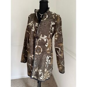 Trimdin Reversible Artisan coat sz M Café Nouveau Brown Floral Tapestry Boho‎